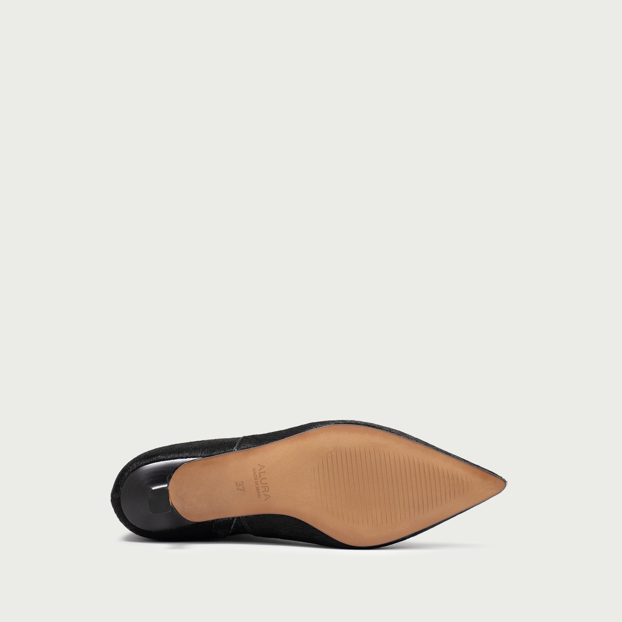 Botine negre cu toc mic Daria din piele naturalǎ pony hair - Img 7