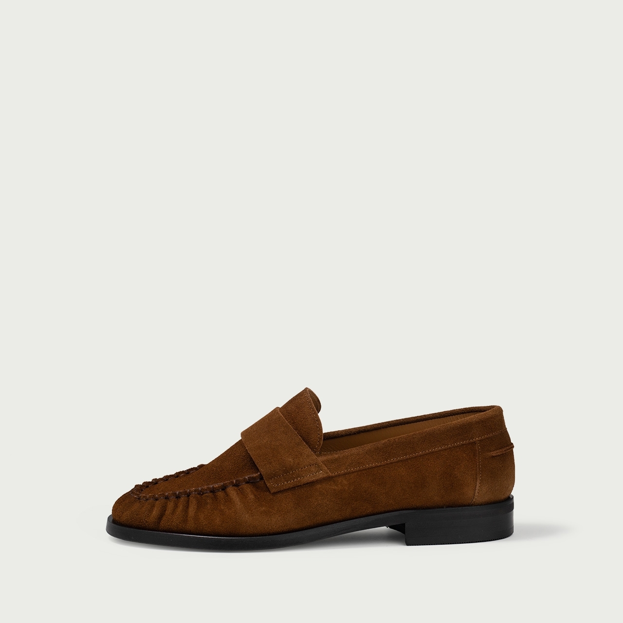 Mocasini camel Franca din piele întoarsă naturală - Img 2