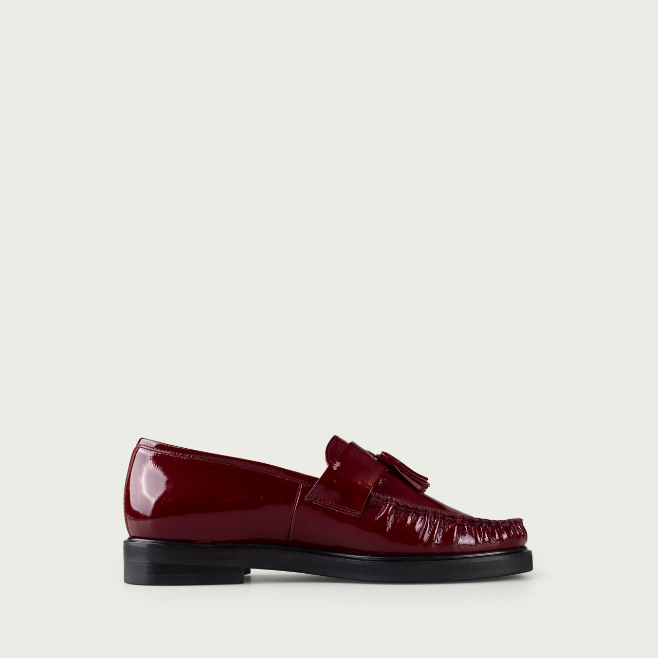 Mocasini damă burgundy Poliana din piele naturală lucioasă - Img 4