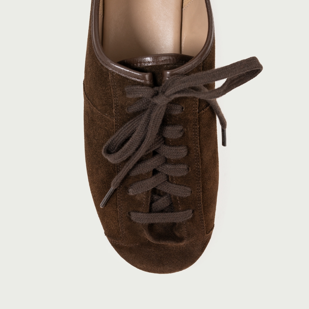 Pantofi casual damă maro ciocolatiu Alix din piele întoarsă naturală - Img 4