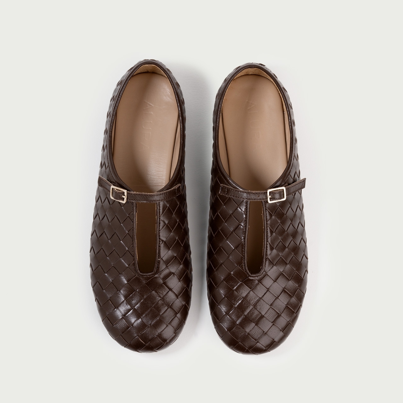 Pantofi casual damă maro ciocolatiu Stella din piele naturală împletită - Img 4