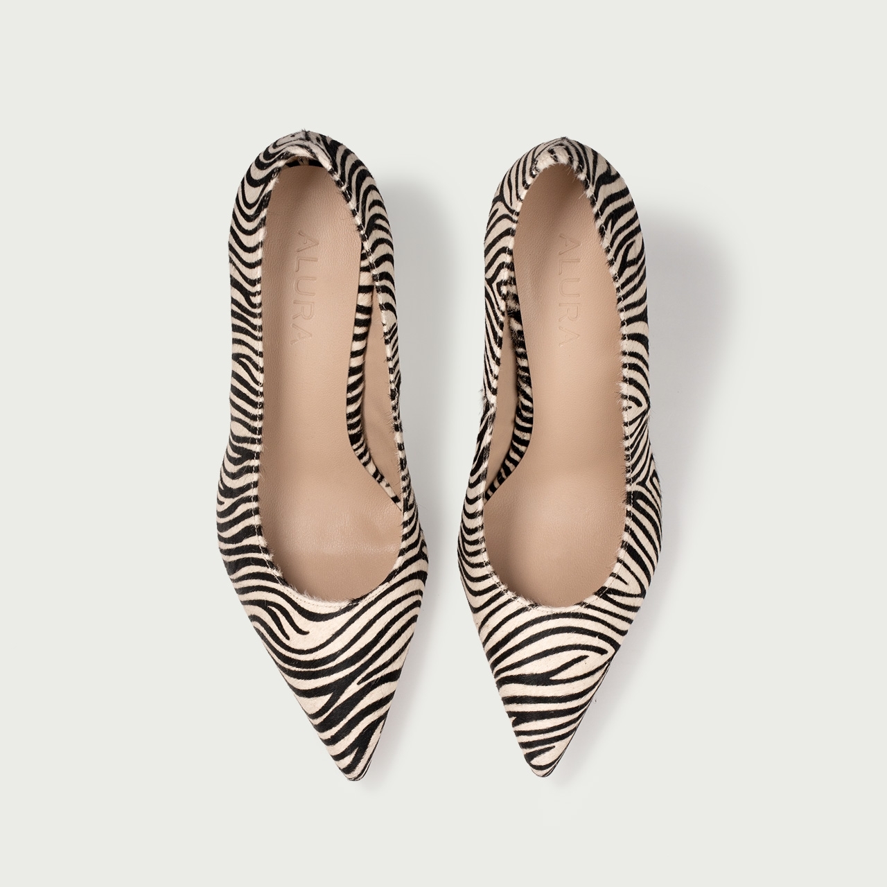 Pantofi cu toc înalt subțire Hariette din piele naturală pony hair cu imprimeu zebră - Img 4