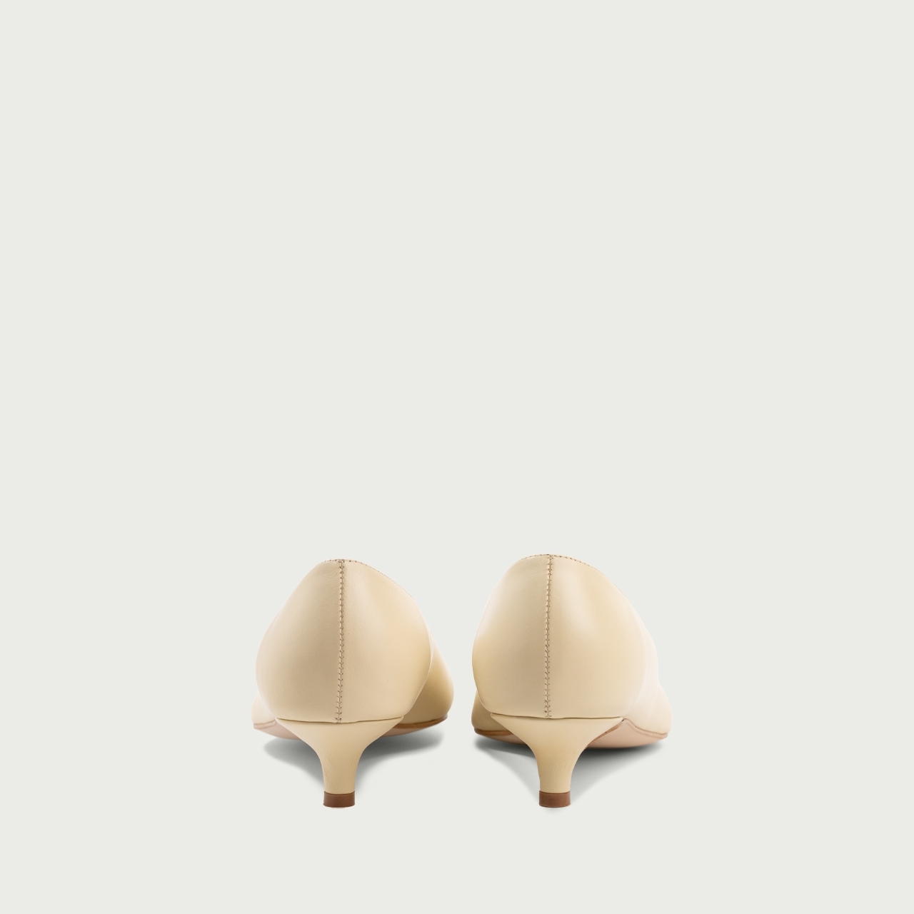 Pantofi cu toc mic Anemona din piele naturalǎ galben deschis - Img 6