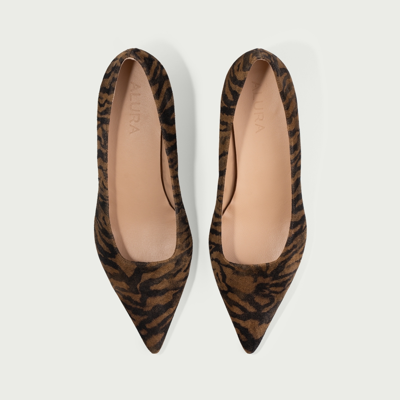 Pantofi cu toc mic animal print Anemona din piele întoarsă naturalǎ - Img 3