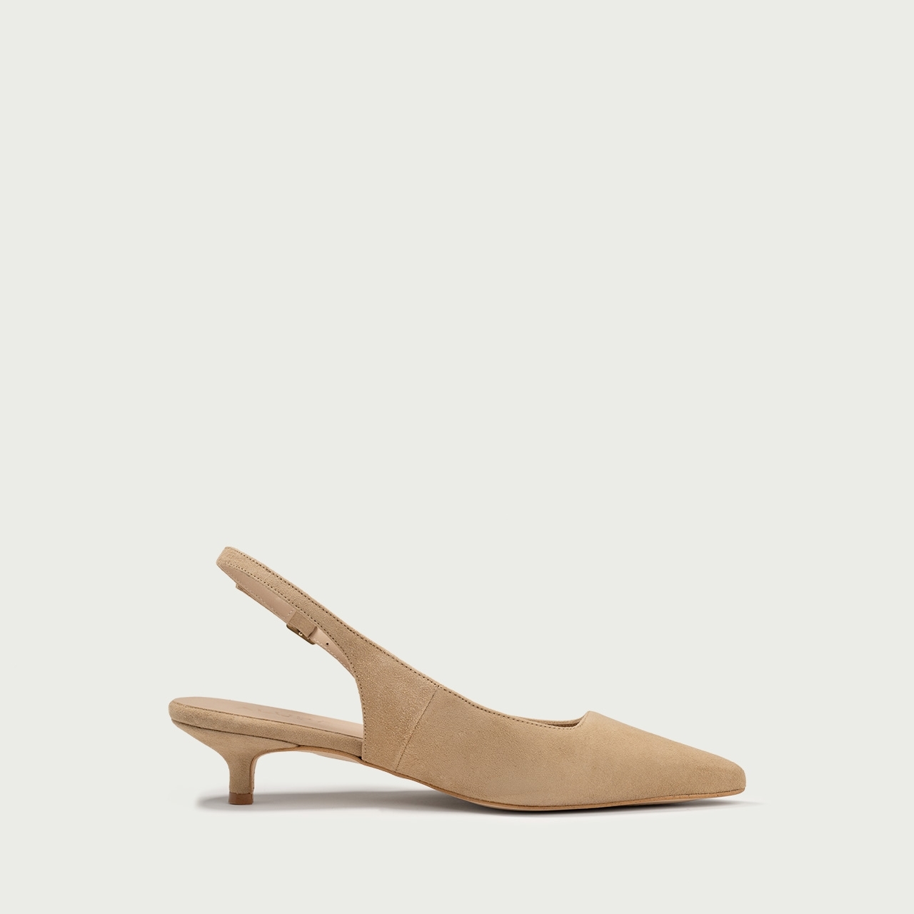 Pantofi cu toc mic nude Aria din piele întoarsă naturalǎ - Img 6