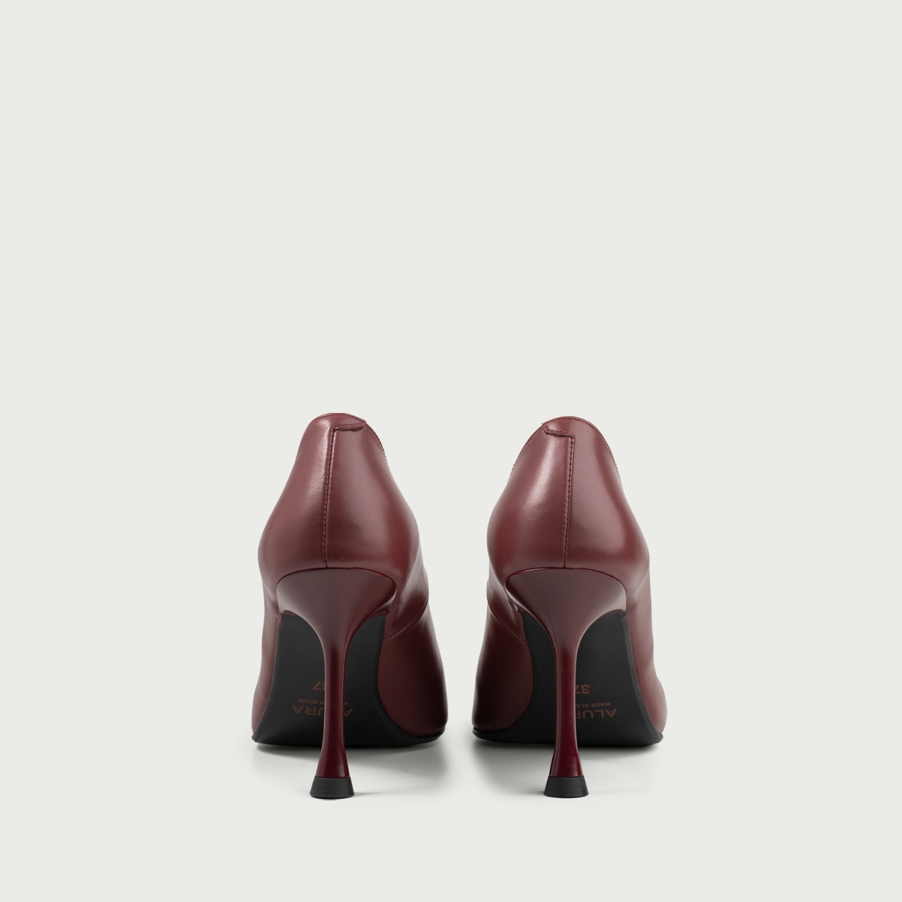 Pantofi cu toc subțire burgundy Hariette din piele naturală - Img 4