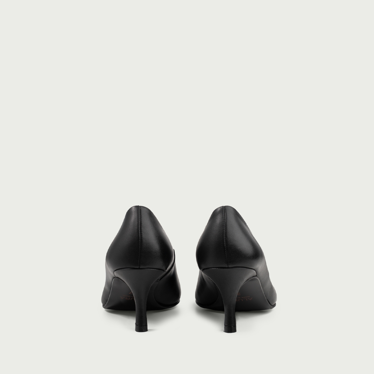 Pantofi cu toc subțire negri Alecsandra din piele naturală - Img 4