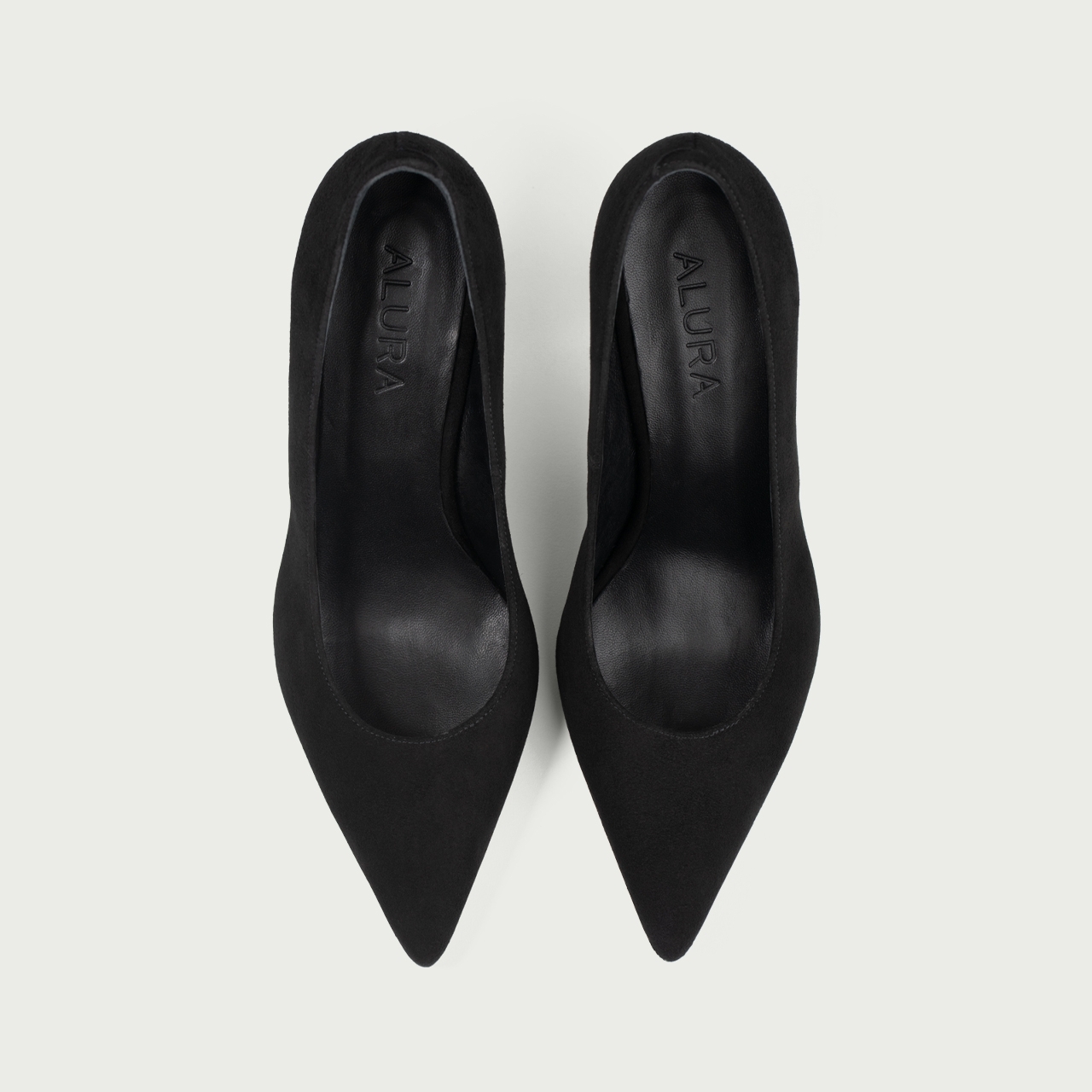 Pantofi cu toc subțire negri Hariette din piele întoarsă naturală - Img 3