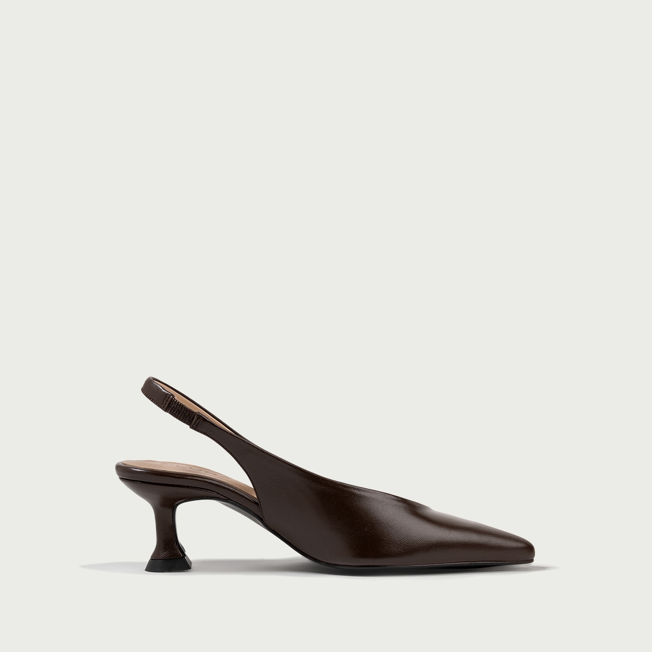 Pantofi decupați cu toc subțire maro ciocolatiu Antonella din piele naturală - Img 7