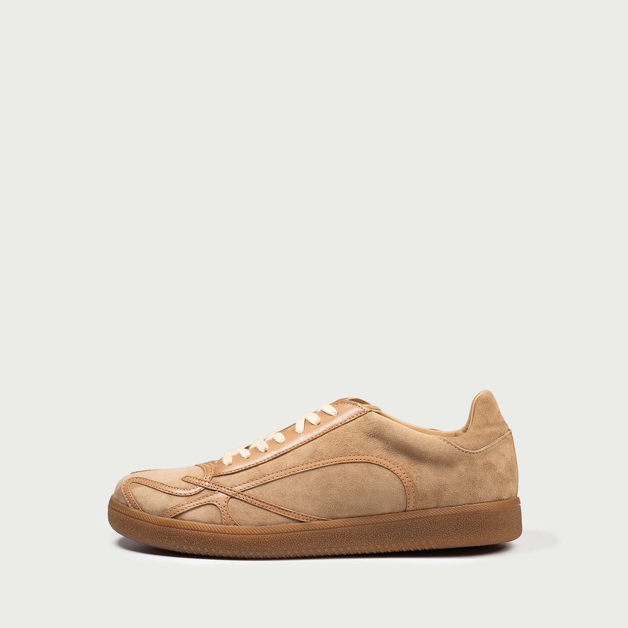 Pantofi sport camel Alma 001 din piele întoarsă naturală - Img 1