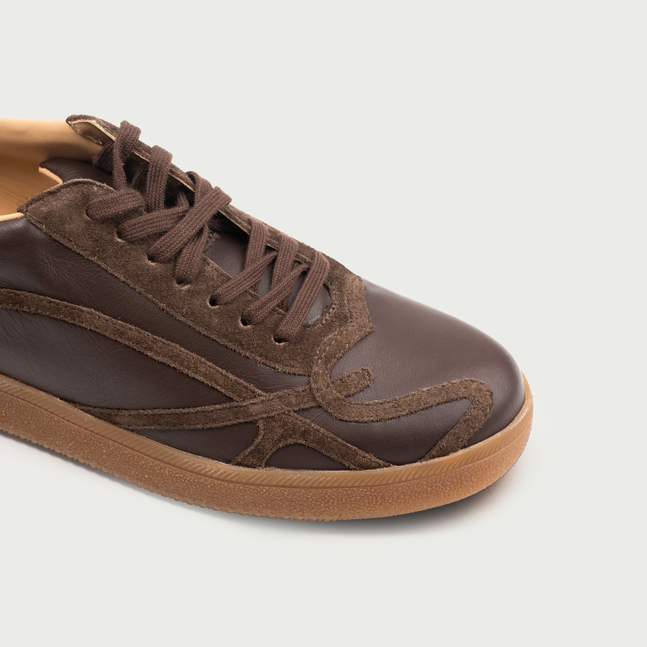 Pantofi sport ciocolatii Alma 002 din piele naturală - Img 6