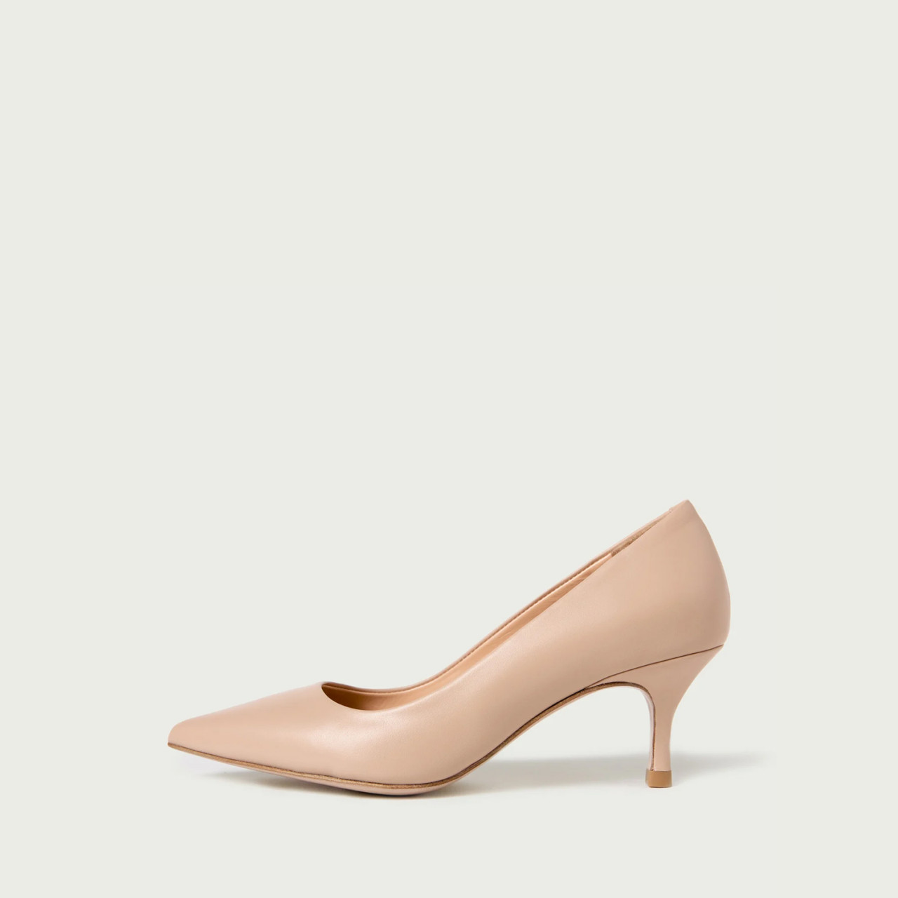 Pantofi stiletto cu toc mic nude Julie din piele naturală - Img 1