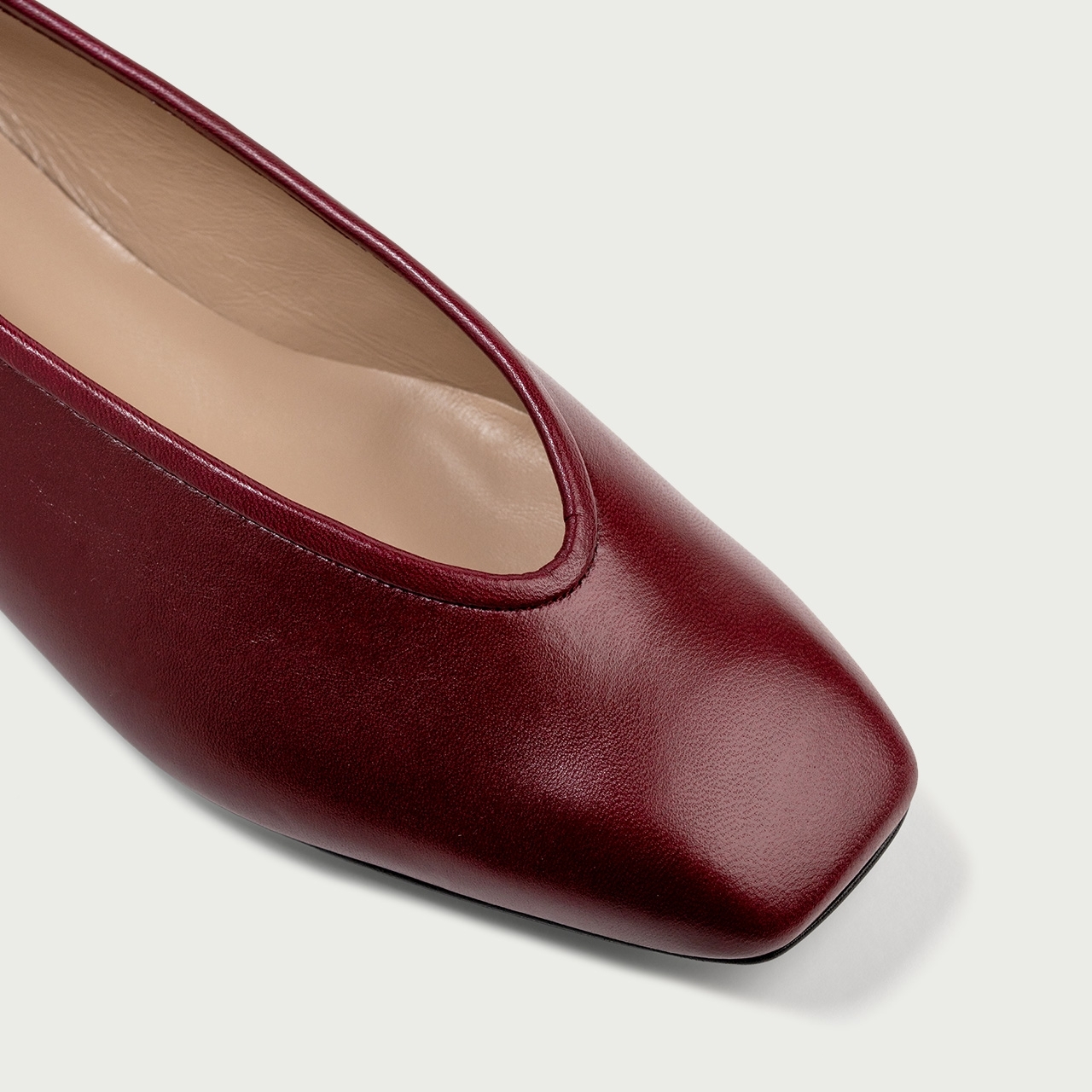 Balerini burgundy cu vârf pǎtrat Ivone din piele naturală - Img 6