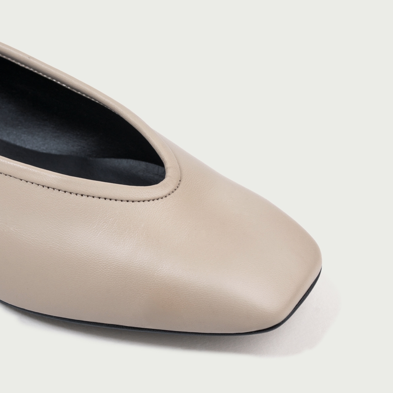 Balerini grej cu vârf pǎtrat Ivone din piele naturală - Img 5