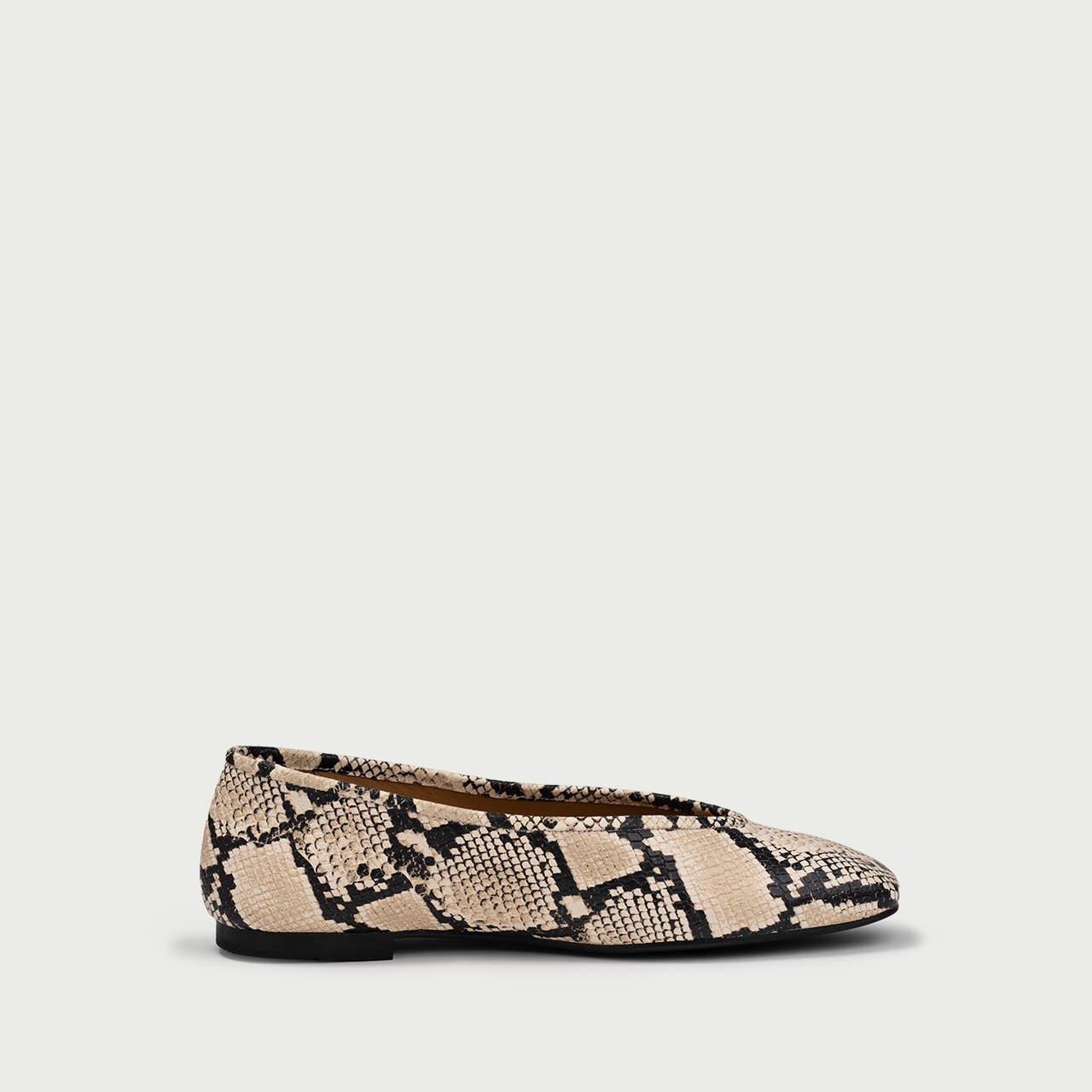 Balerini snake print cu vârf pǎtrat Ivone din piele naturală - Img 7