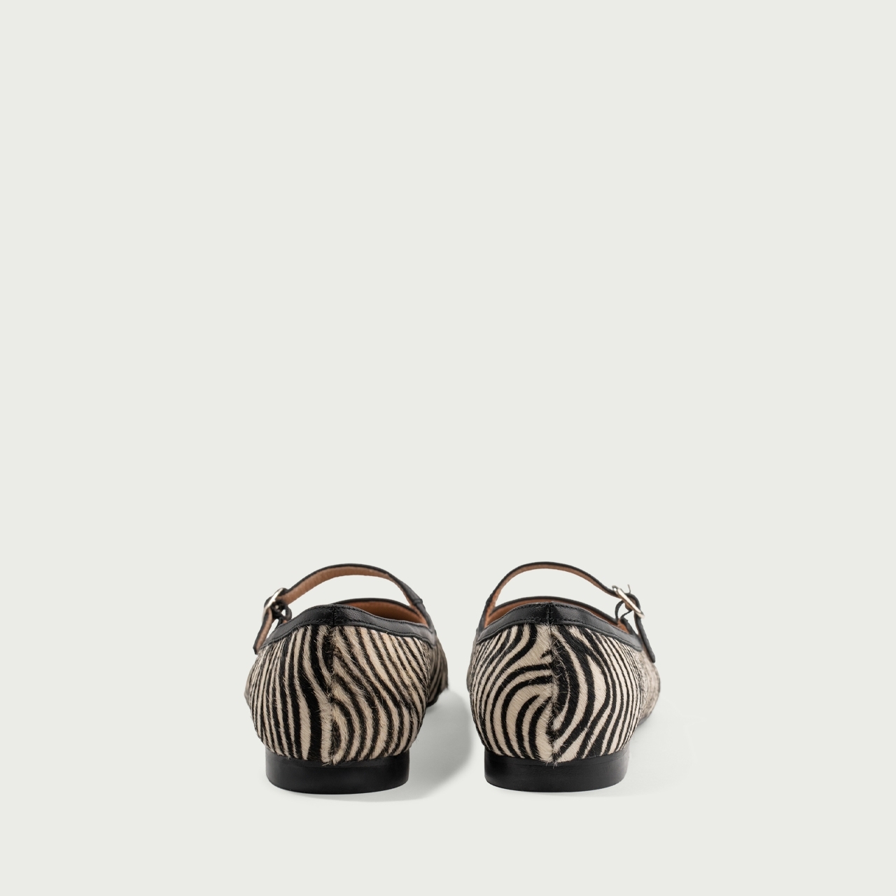 Balerini zebra print cu vârf ascuțit Lydia din piele naturală cu păr - Img 5