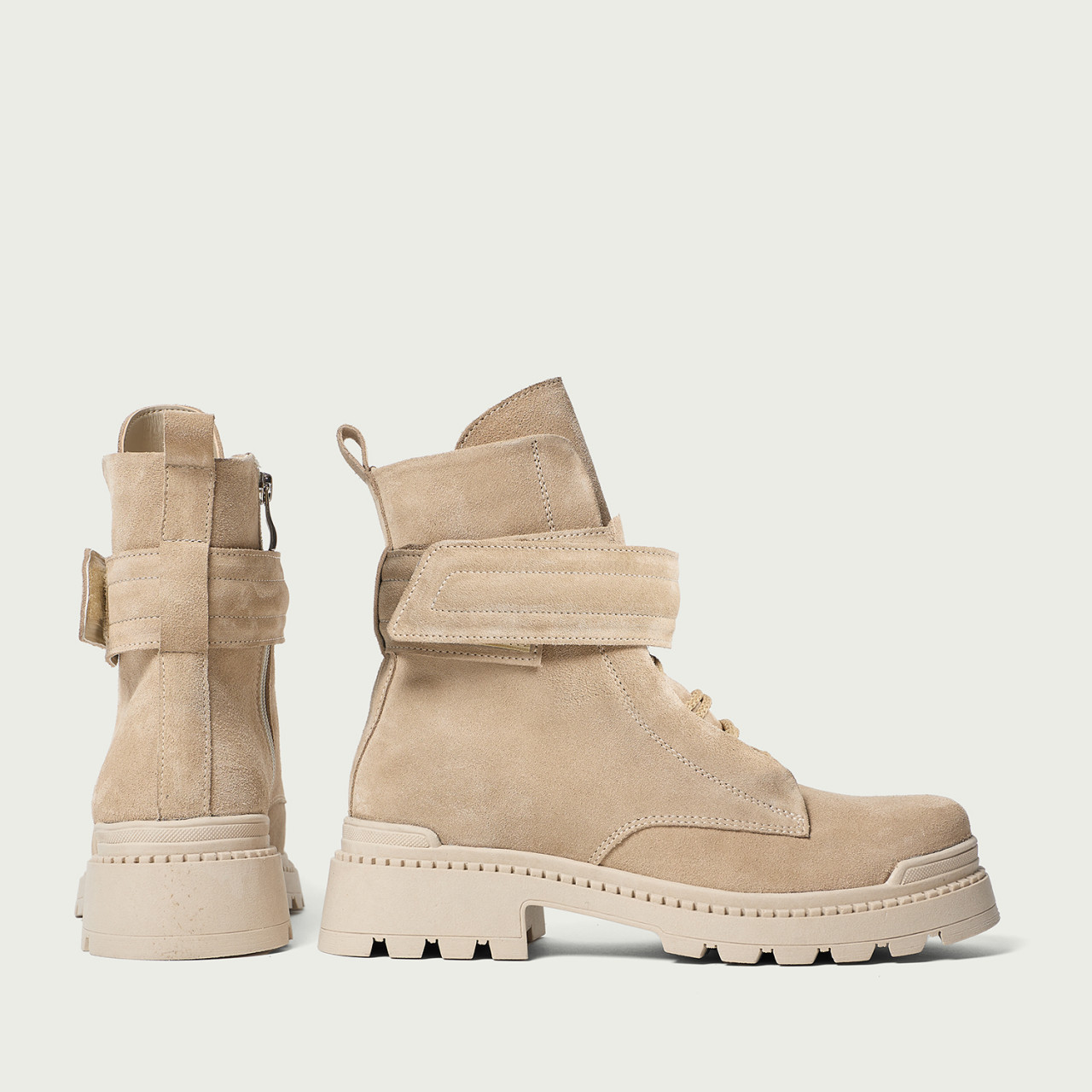 Bocanci camel Erin din piele întoarsă naturală - Img 4