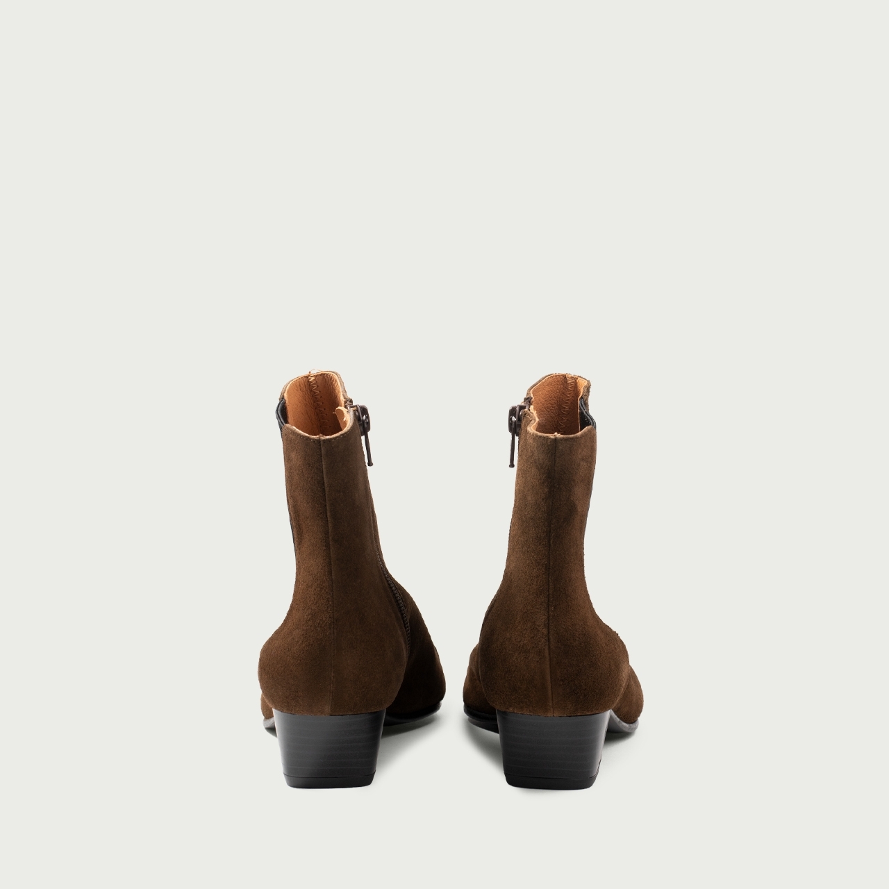 Botine chelsea maro ciocolatiu Rebekah din piele întoarsă naturală - Img 5