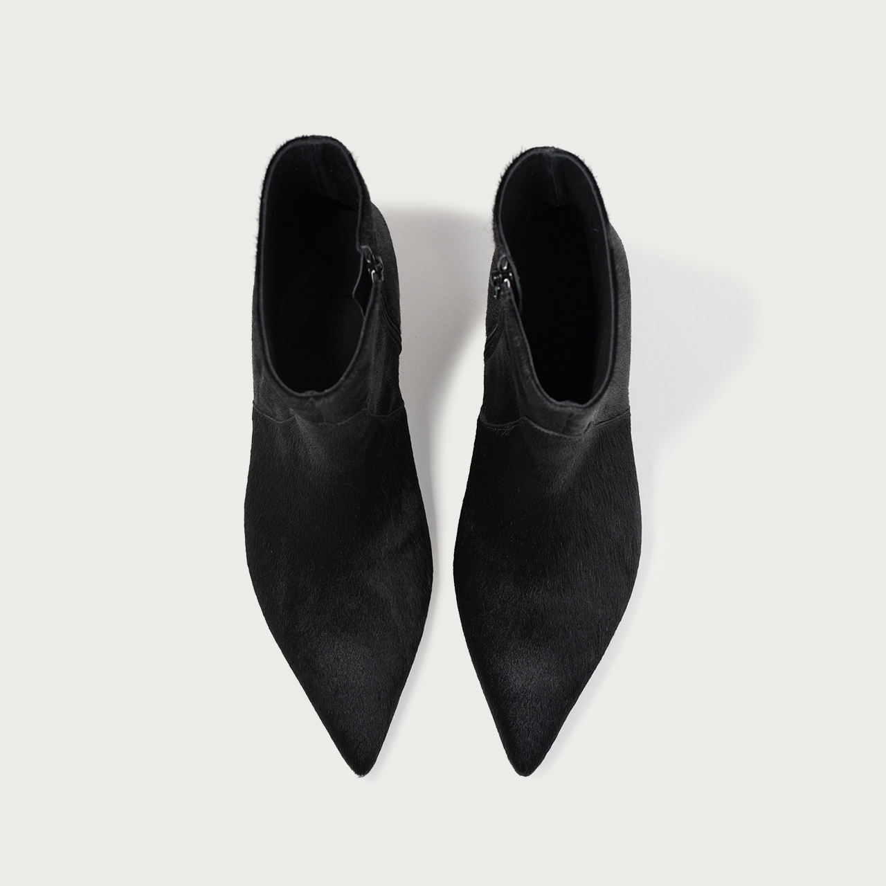 Botine negre cu toc mic Daria din piele naturalǎ pony hair - Img 4