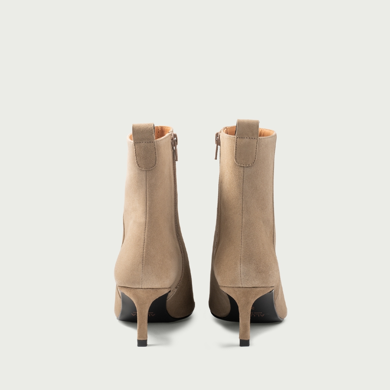 Botine nude cu toc subțire Alicia din piele întoarsǎ naturală - Img 5
