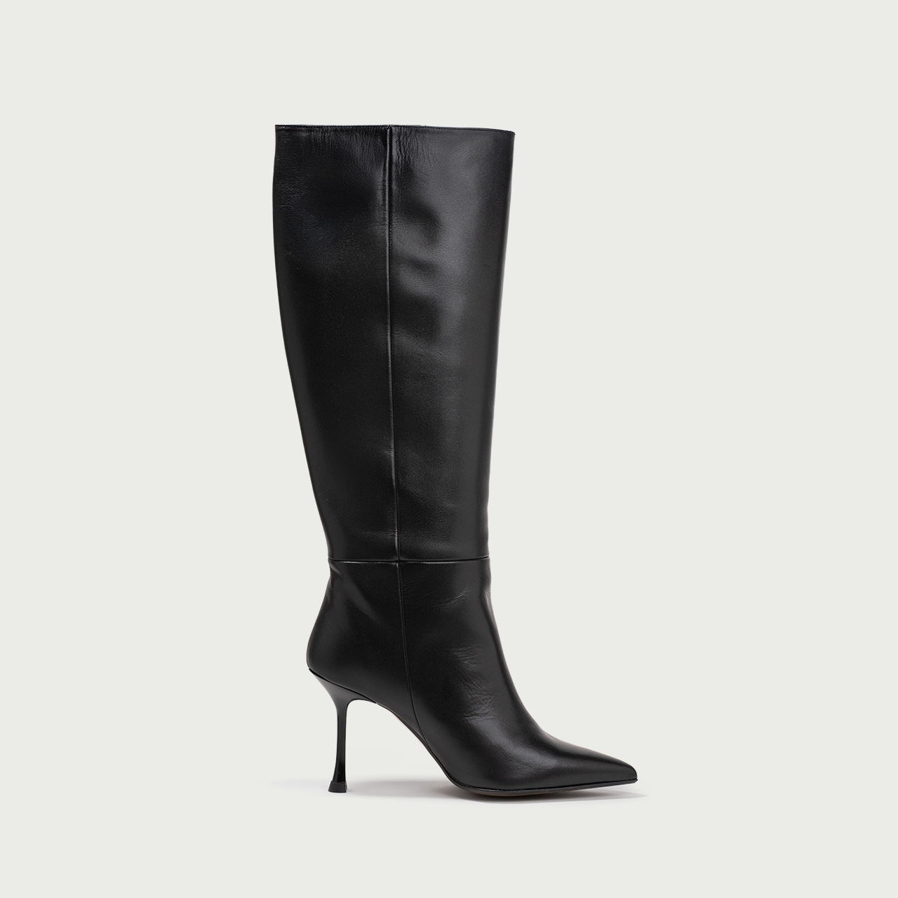 Cizme lungi stiletto negre cu toc subțire înalt Aymee din piele naturală - Img 7