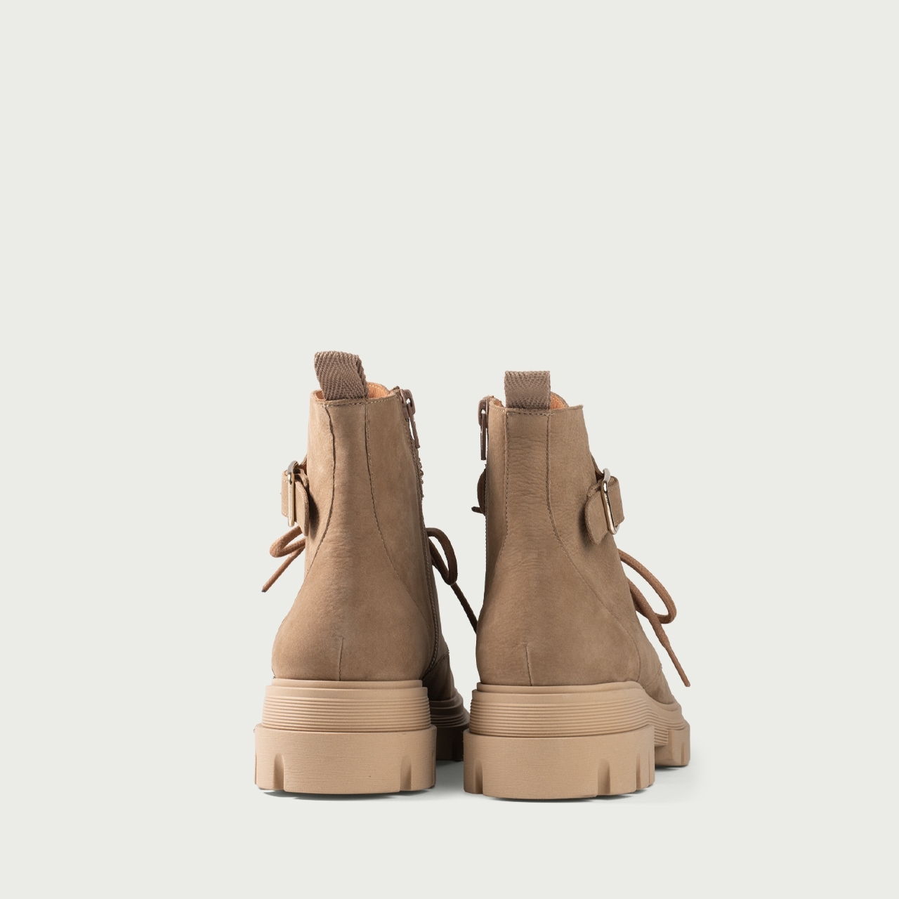 Ghete damă bej Oriana din piele naturală nabuc - Img 6