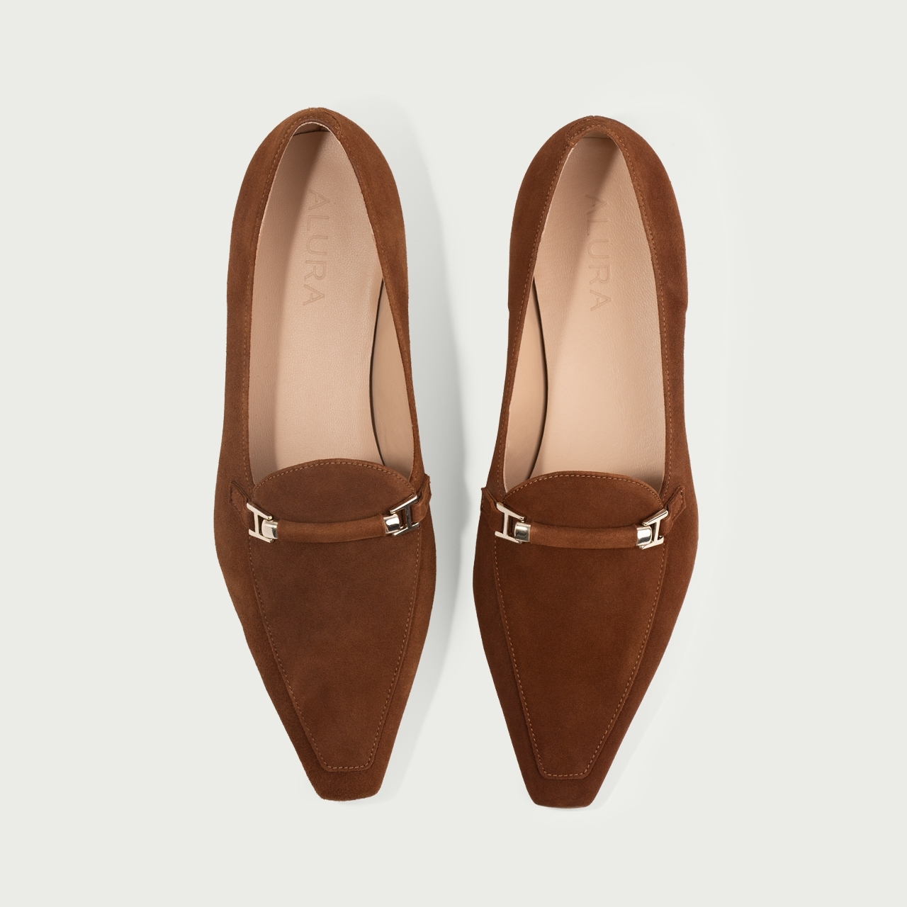 Mocasini camel cu talpă subțire Tabita din piele întoarsǎ naturală - Img 3