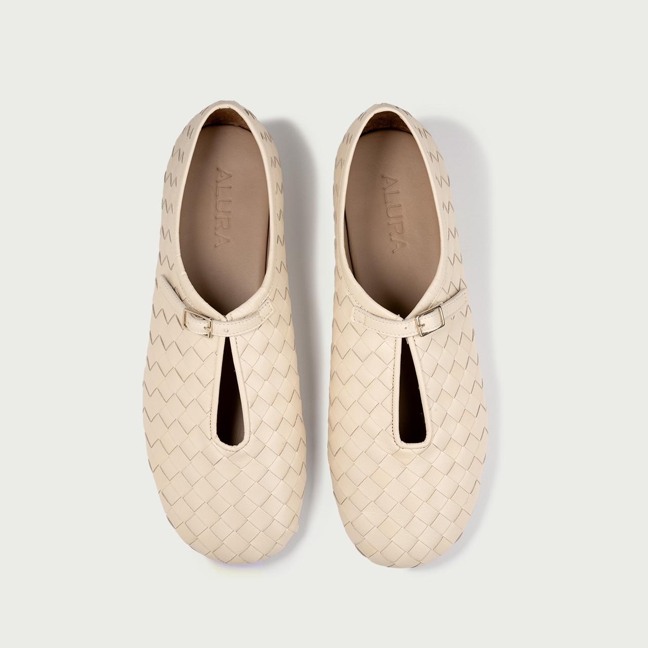 Pantofi casual damă ivoire Stella din piele naturală împletită - Img 6