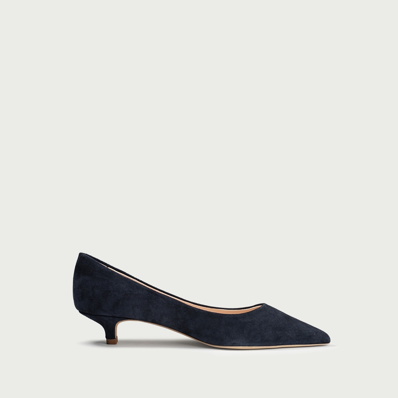 Pantofi cu toc mic blue navy Lorraine din piele întoarsă naturalǎ - Img 6