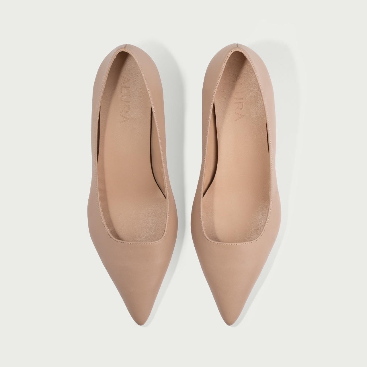 Pantofi cu toc mic nude Anemona din piele naturalǎ - Img 3