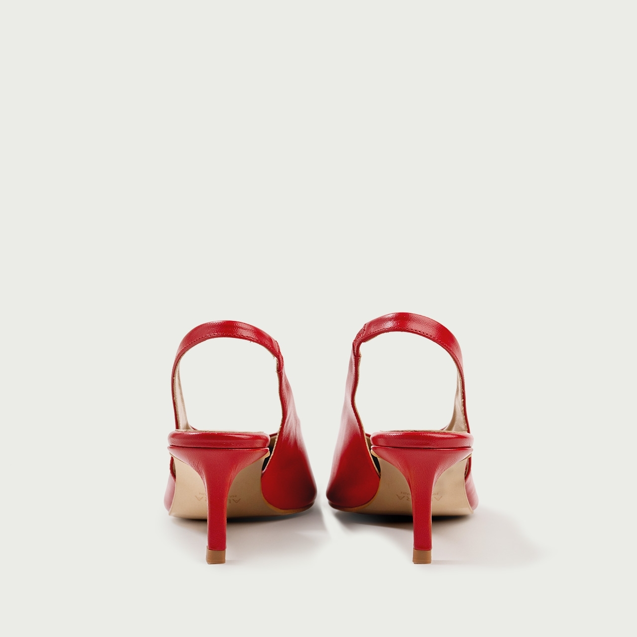 Pantofi decupați cu toc subțire roșii Michele din piele naturală - Img 7