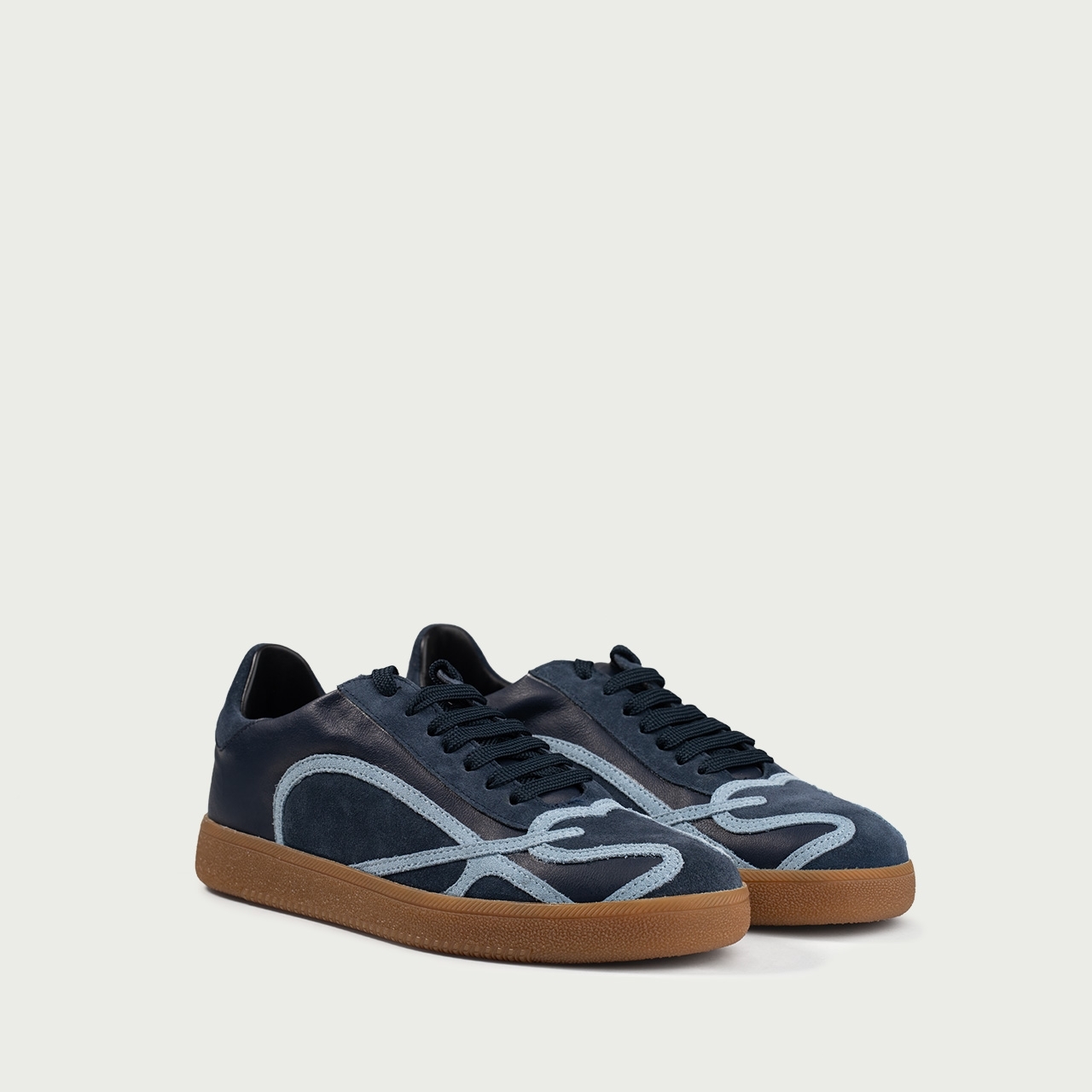 Pantofi sport albastru navy cu detalii bleu Alma 001 din piele naturală - Img 2