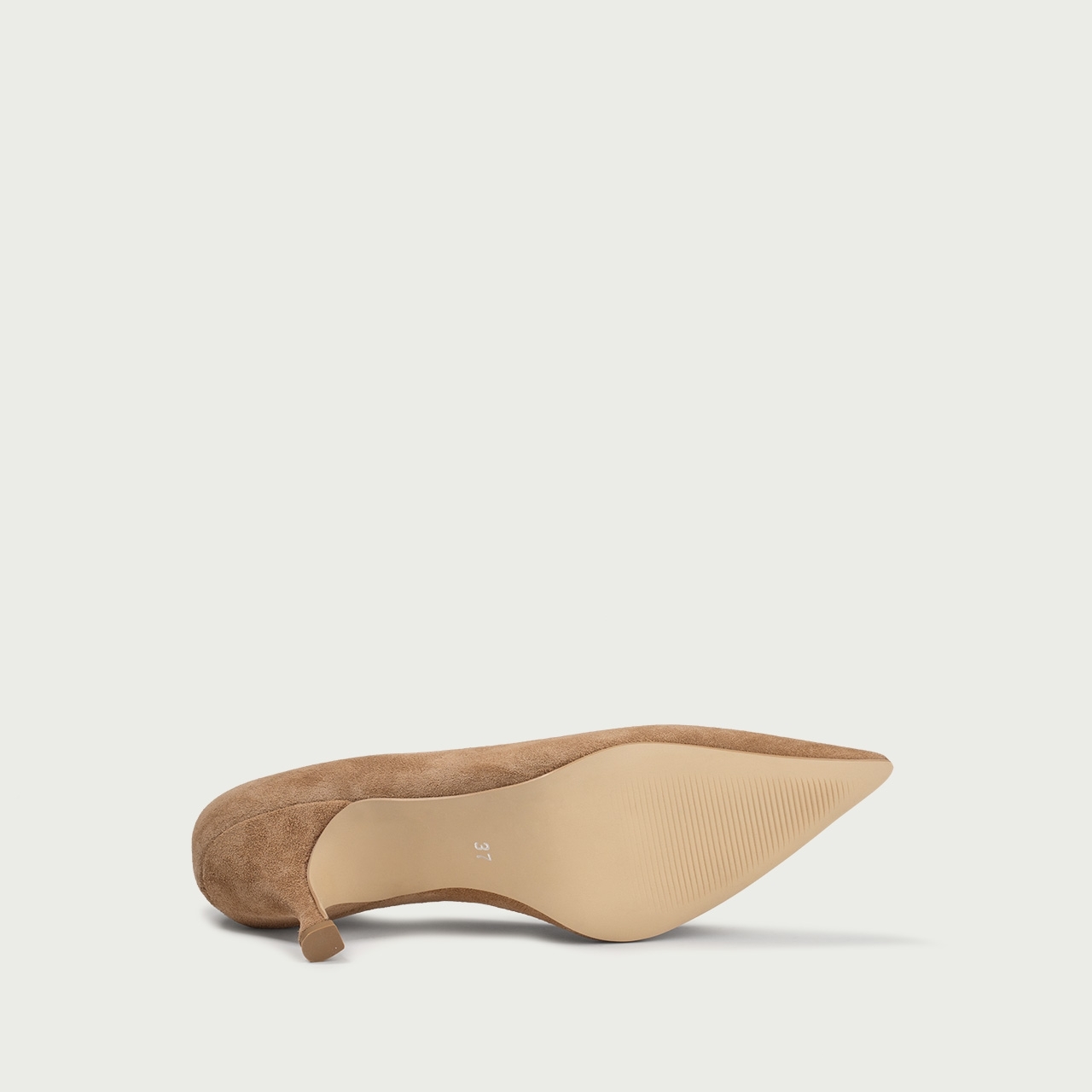 Pantofi stiletto bej Lisette din piele întoarsă naturalǎ - Img 7