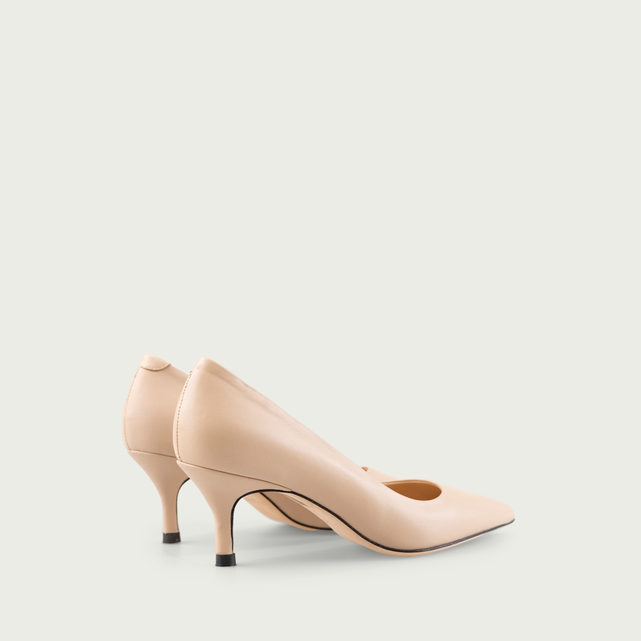 Pantofi stiletto cu toc mic nude Julie din piele naturală - Img 4