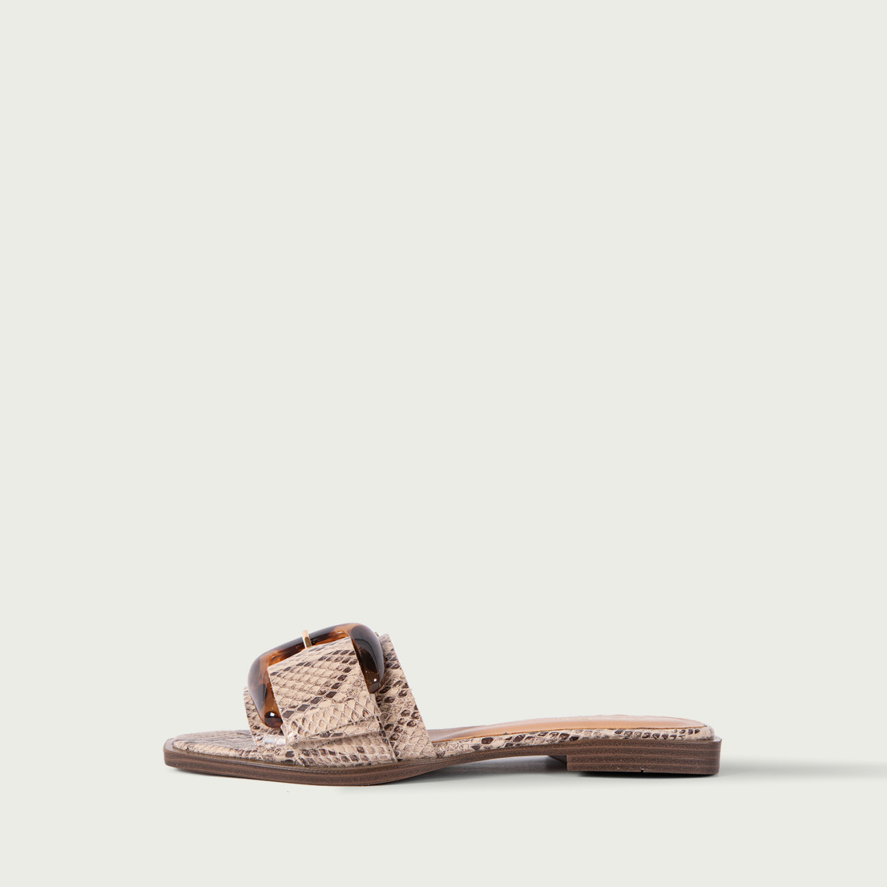 Papuci snake print cu accesoriu Irma din piele naturală - Img 2