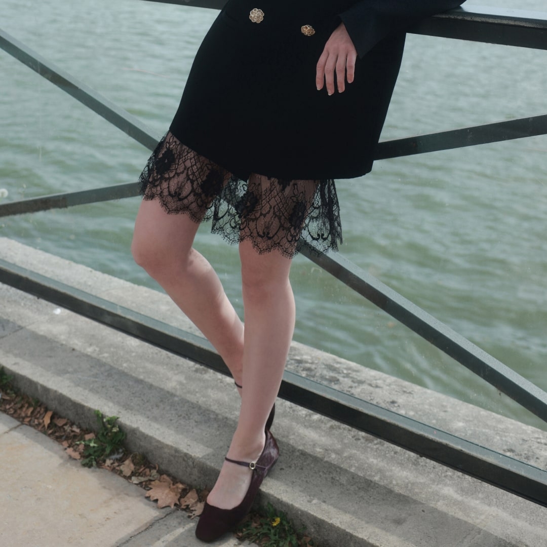 Balerini burgundy tip Mary Jane cu vârf pǎtrat Linn din piele naturală cu păr - Img 2