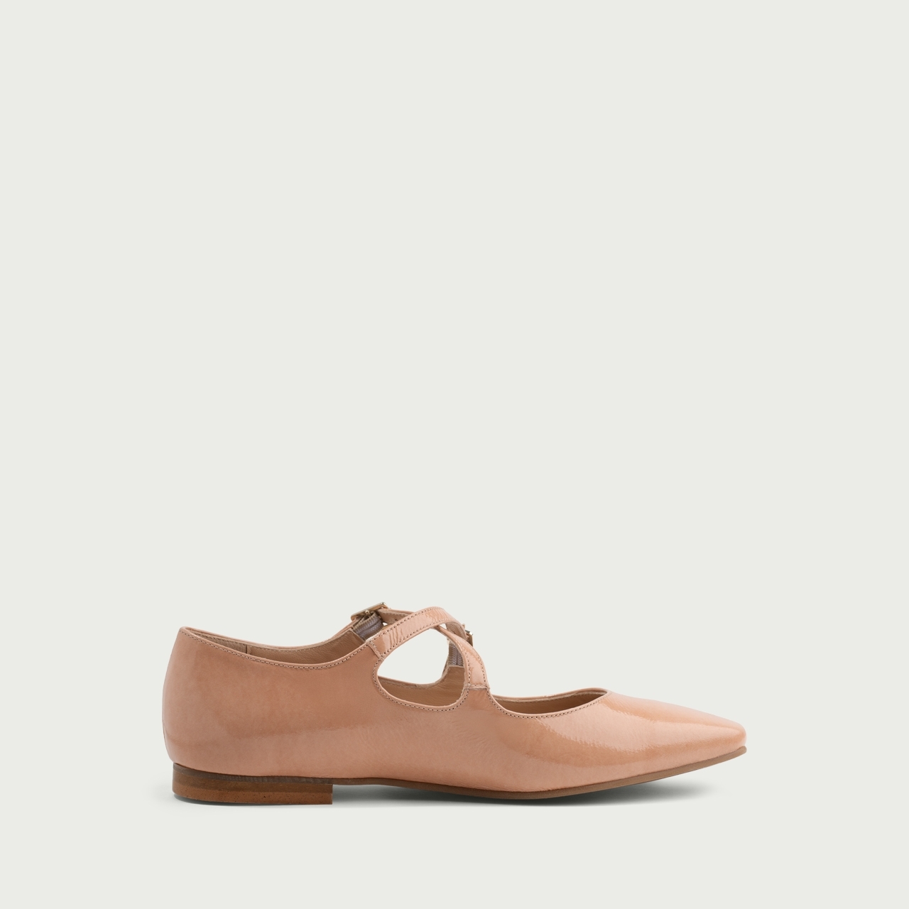 Balerini cu vârful pătrat rose Christinne din piele naturală lăcuită - Img 4