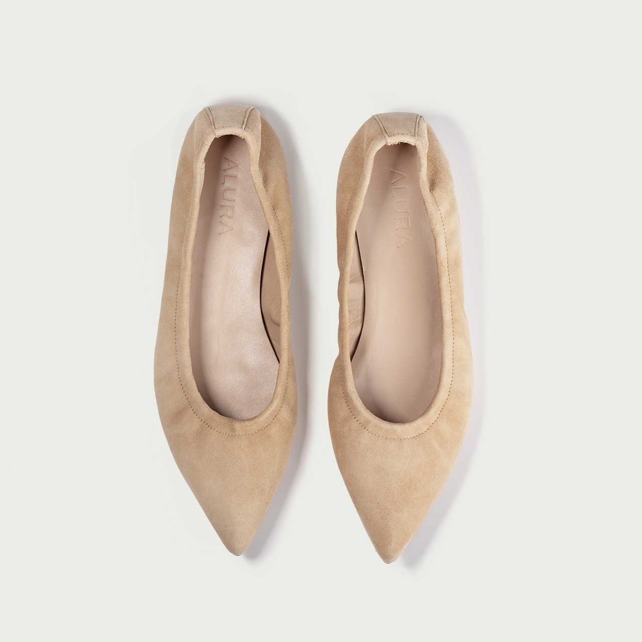 Balerini flexibili cu vârf ascuțit camel deschis Yuna din piele întoarsă naturalǎ - Img 6