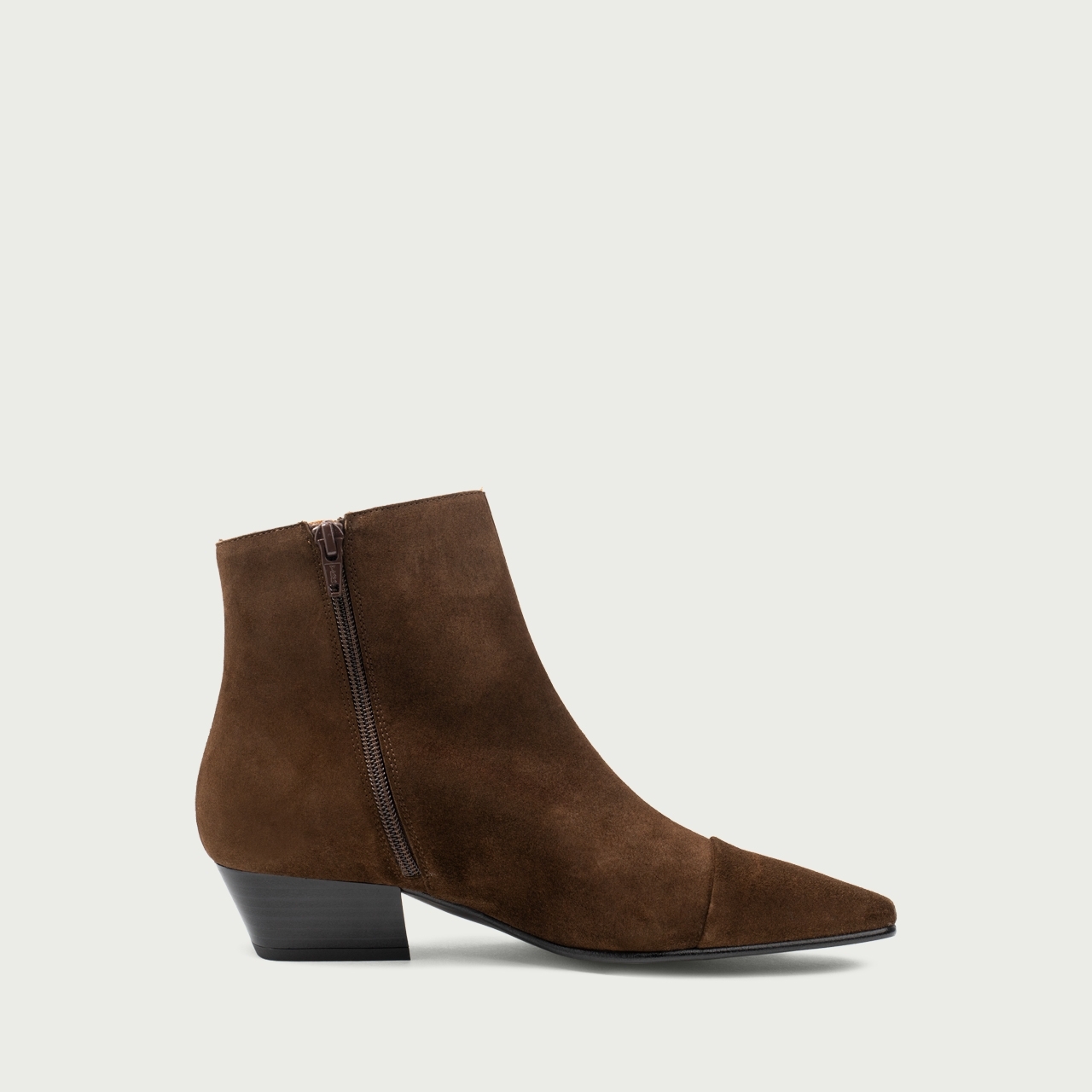 Botine chelsea maro ciocolatiu Rebekah din piele întoarsă naturală - Img 6