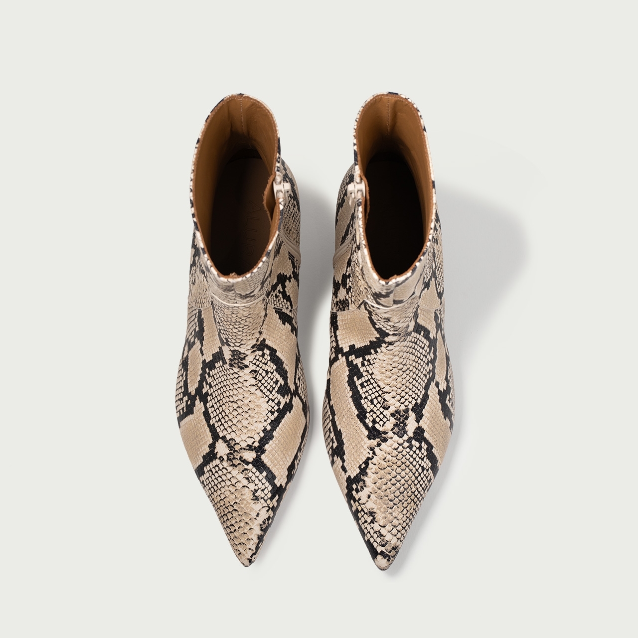 Botine cu toc mic Daria din piele naturalǎ snake print - Img 4