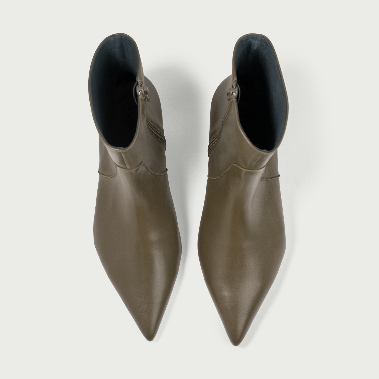 Botine cu toc mic verde olive Daria din piele naturalǎ - Img 4