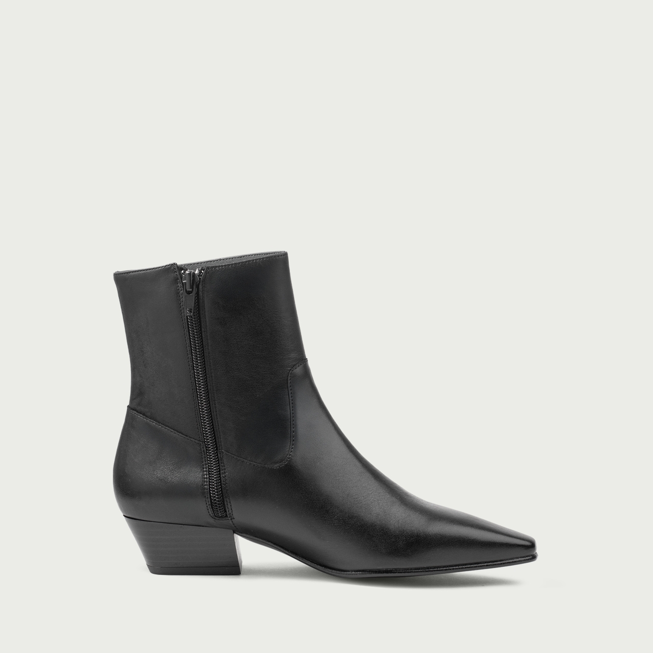 Botine negre cu toc gros Raquella din piele naturală - Img 6