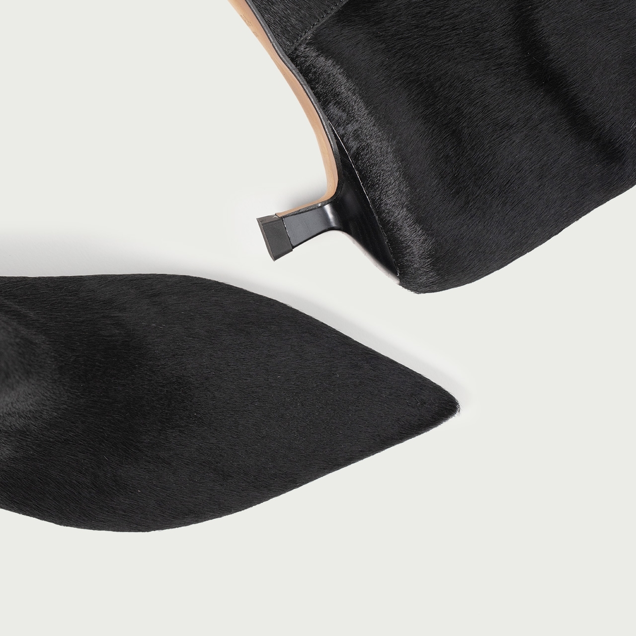 Botine negre cu toc mic Daria din piele naturalǎ pony hair - Img 3