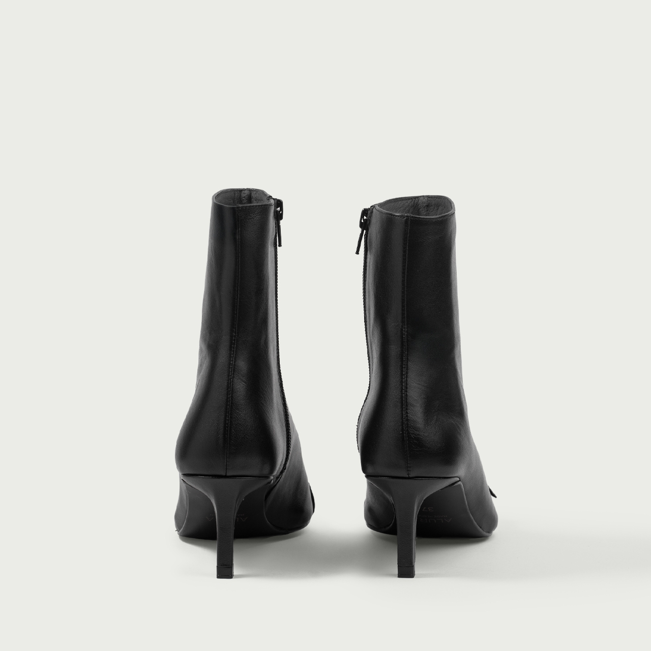Botine negre cu toc subțire și ținte Samira din piele naturală - Img 5