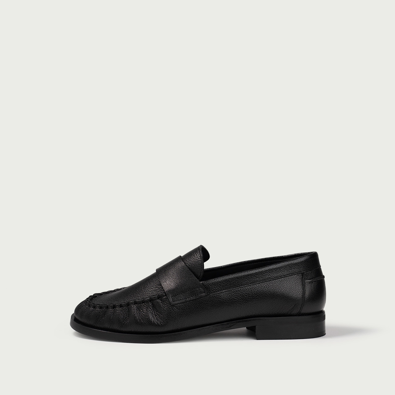 Mocasini negri Franca din piele naturală de capră - Img 1