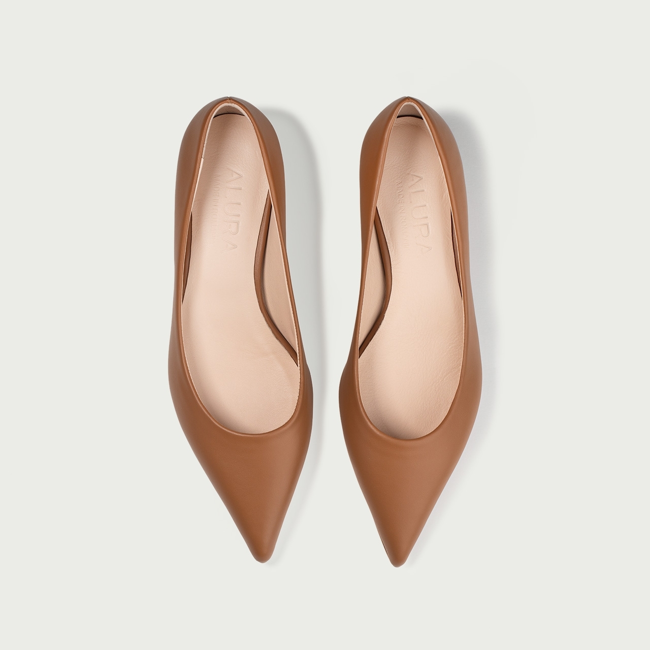Pantofi cu toc mic camel Lorraine din piele naturalǎ - Img 3