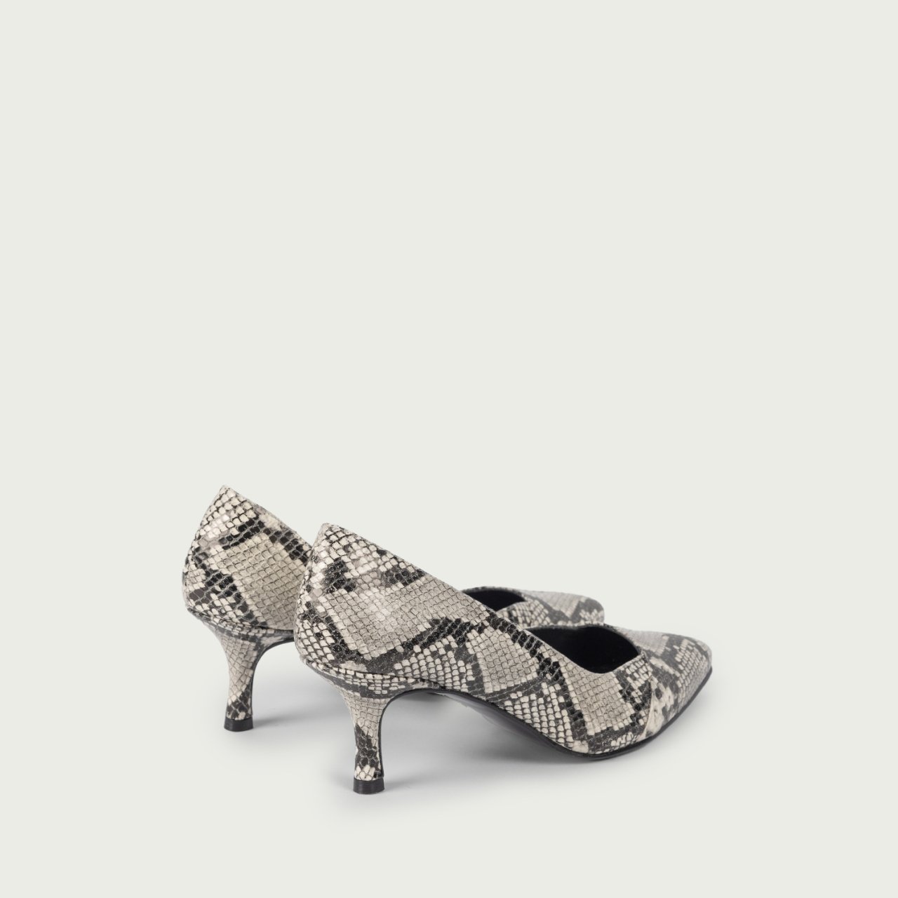 Pantofi damă cu toc subțire și decupaj lateral Lana snake print din piele naturală - Img 4