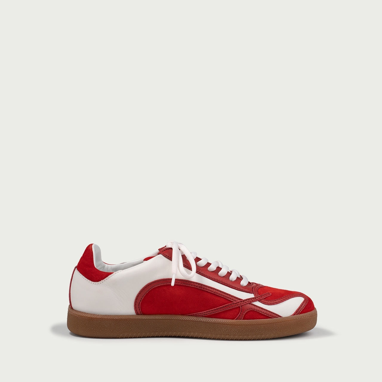 Pantofi sport albi cu detalii roșii Alma 001 din piele naturală - Img 6