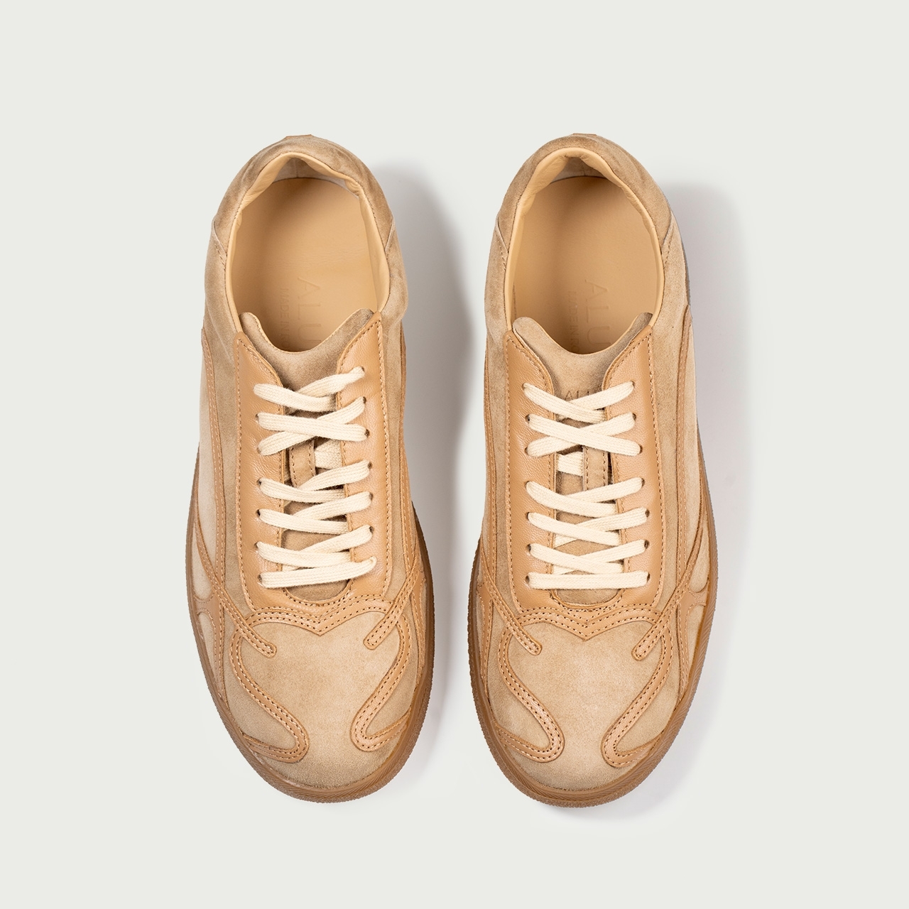 Pantofi sport camel Alma 001 din piele întoarsă naturală - Img 5