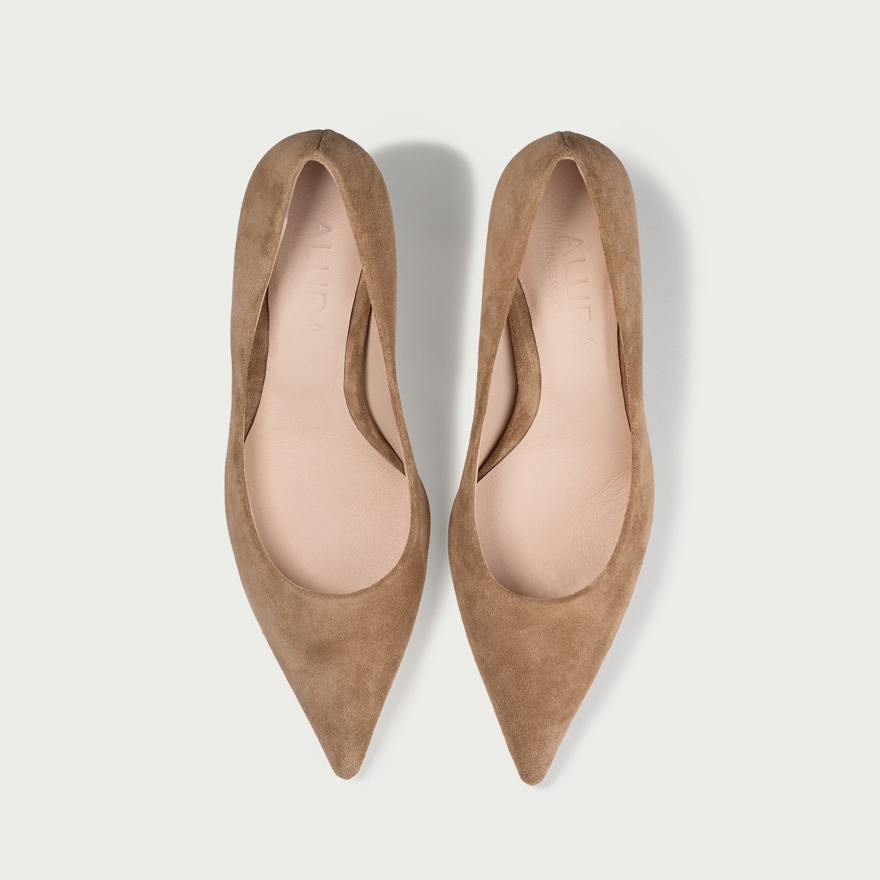 Pantofi stiletto bej Lisette din piele întoarsă naturalǎ - Img 4
